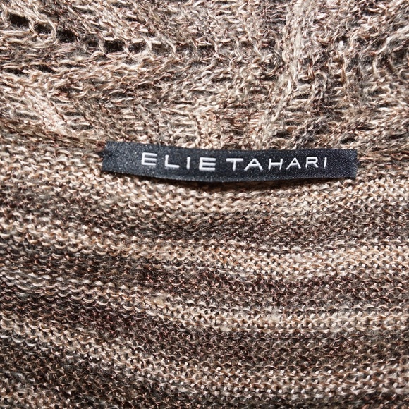 ELI TAHARI Long Waterfall cardigan belted chevron - Picture 7 of 9